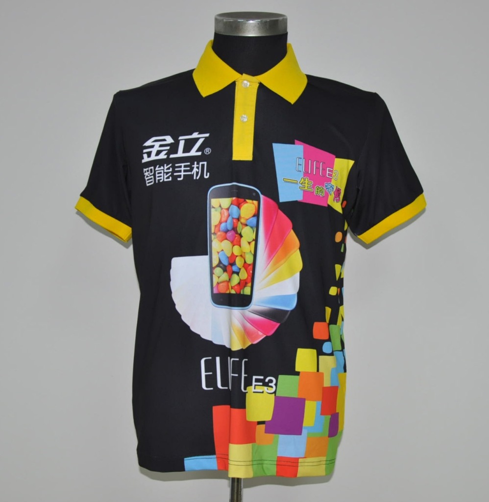 【熱轉(zhuǎn)印3D廣告t恤 數(shù)碼印花t恤 金立手機(jī)企業(yè)廣告t恤文化衫促銷服】價格,廠家,圖片,男式T恤,中山市億德隆服飾設(shè)計制造-
